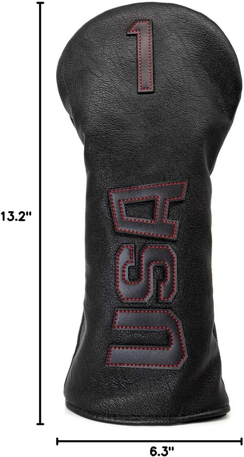 Golf Club Head Covers,Usa Golf Driver Headcover Fariway Wood Covers Hybrid Head Covers 3 Wood Headcover Leather Golf Headcover with Number Tag for All Brand