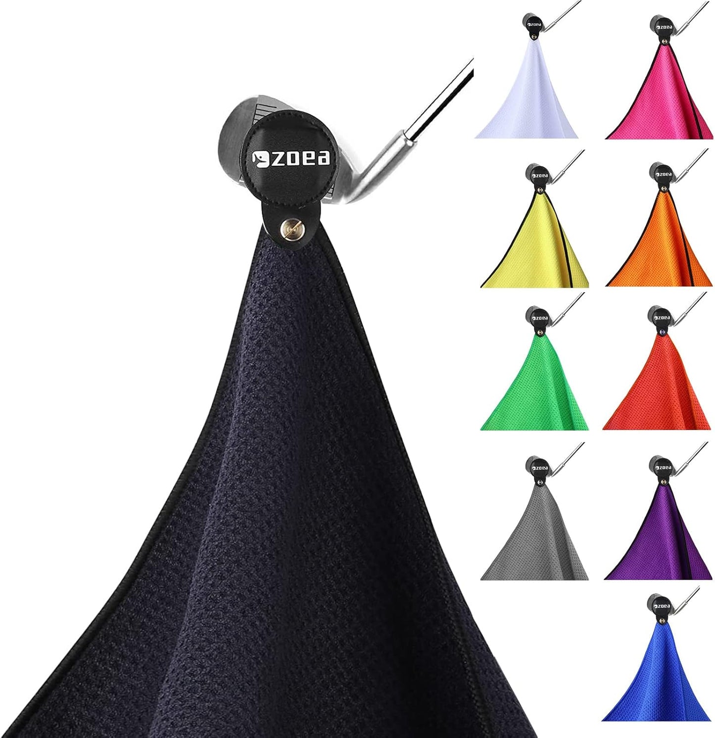 Magnetic Towel, Magnetic Clip for Golf Towel, Microfiber Fabric Waffle Pattern Towels Industrial Strength Magnet for Strong Hold to Golf Carts or Clubs (1, Black)